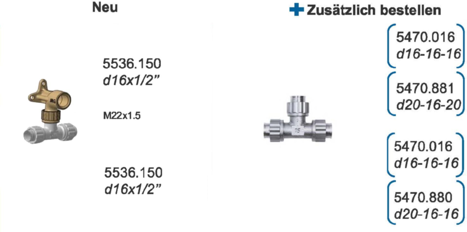 Armaturenanschluss einfach 1/2"-16mm mit loser Mutter 5536.150 - JRG Sanipex-Rohre und Formstücke