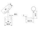 Geschw Wandkonsole eck waag bewegl vers HI. 33.7/ 12 mm links geschl. 1.4301 - INOXTECH-Handlauf-/Geländer-System
