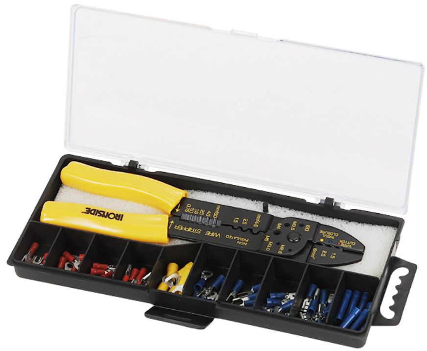 IRONSIDE Elektro-Verbinder-Set 34 tlg., 6 Sort.Kabelschuhe / 1 Zange - Elektrozubehör
