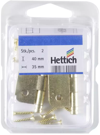 Hettich Zierscharnier vermessingt, 40 x 35mm, à 2 Stk - Diverse Möbelbeschläge und Zubehör