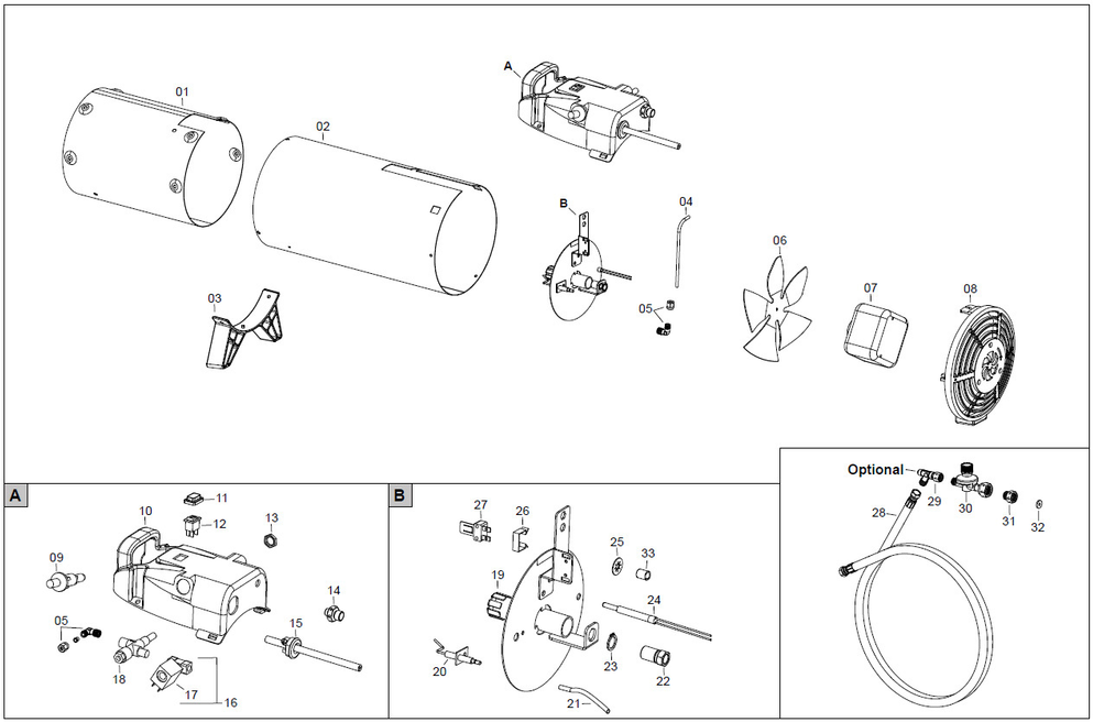 Gasheizgebläse Arcotherm GP 18M 11.3 - 18.58 kW, Luftumwälzung 520m³/h - Klima