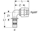 Übergangswinkel 90° 1/2"-20mm 622.452.00.5 mit MasterFix - Geberit-Mepla-Formstücke