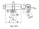 KABA 8 Doppelzylinder Zyp M1515 52.5/52.5, mit 3 Schlüsseln - Kaba 8, Lagerprodukt