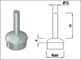 Steckkonsole zum Anschweissen halbr Rk Pfos 26.9mm,TH50mm,geschl,1.430 - INOXTECH-Handlauf-/Geländer-System