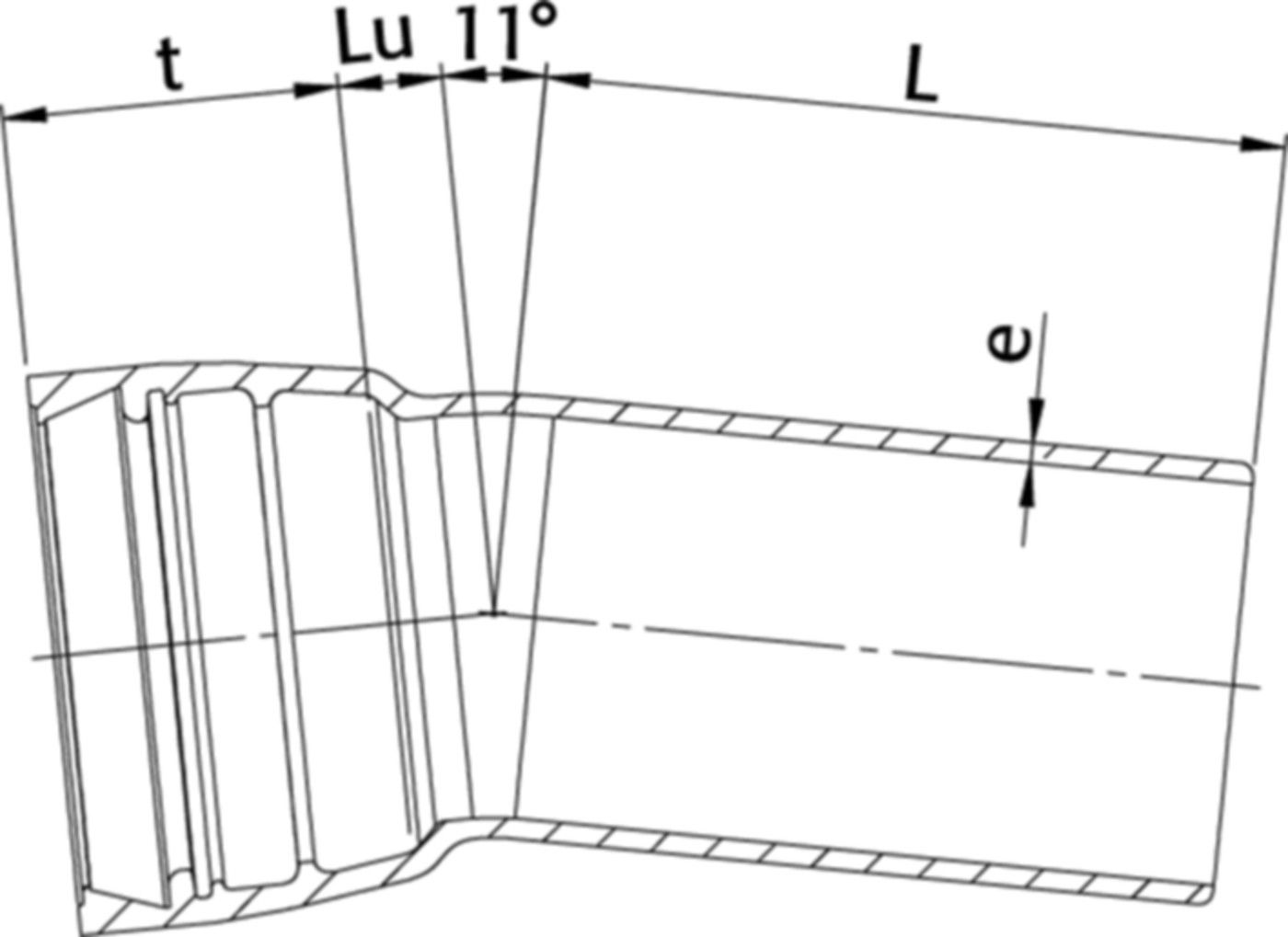 STM-Bogen 1M Novo-Sit MK 11° DN 300 - WILD Steckmuffenformstücke