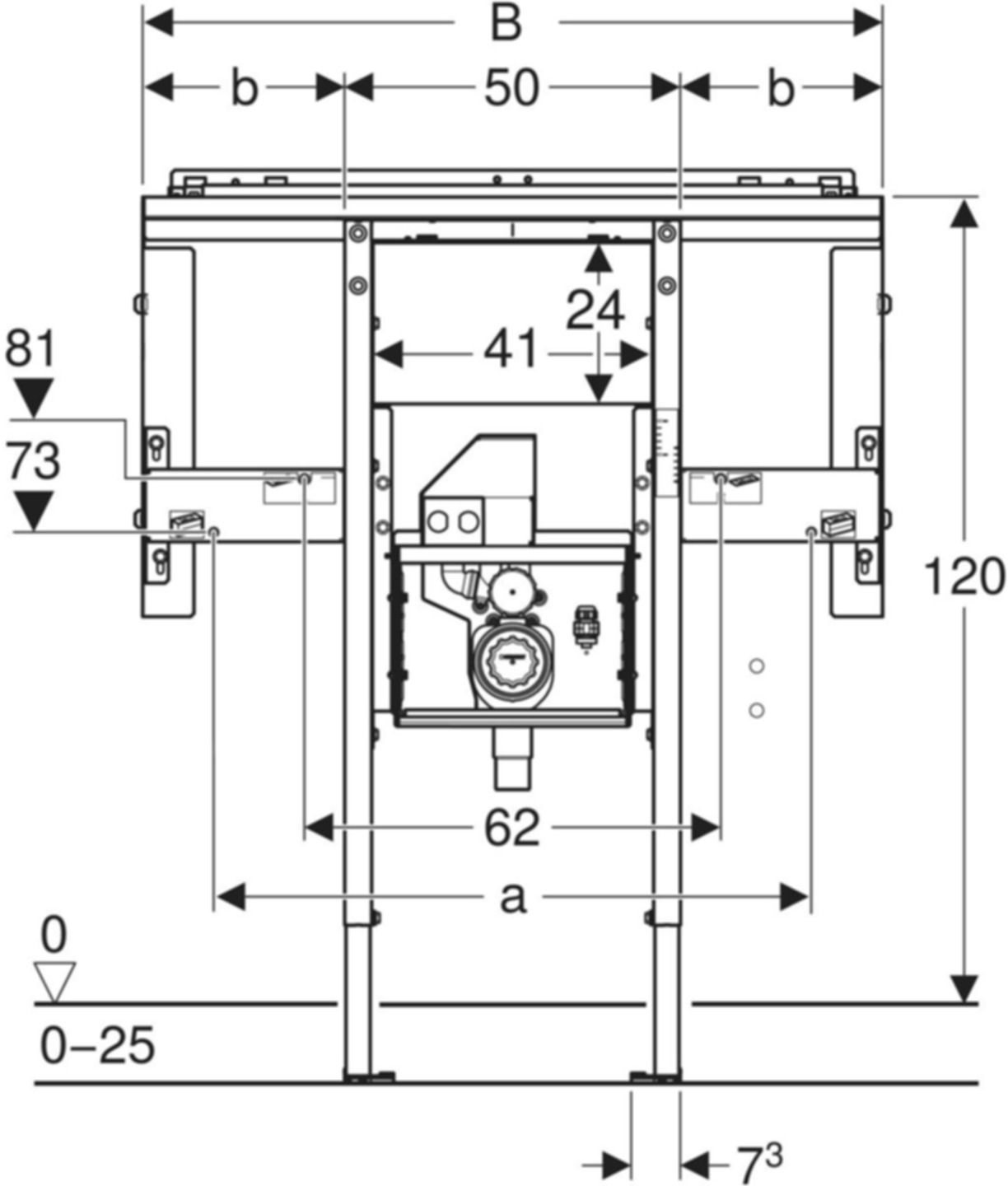 Element für ONE Waschtisch/Wandarmatur Raumhoch, Breite 125cm 111.084.00.2 - Geberit-Duofix
