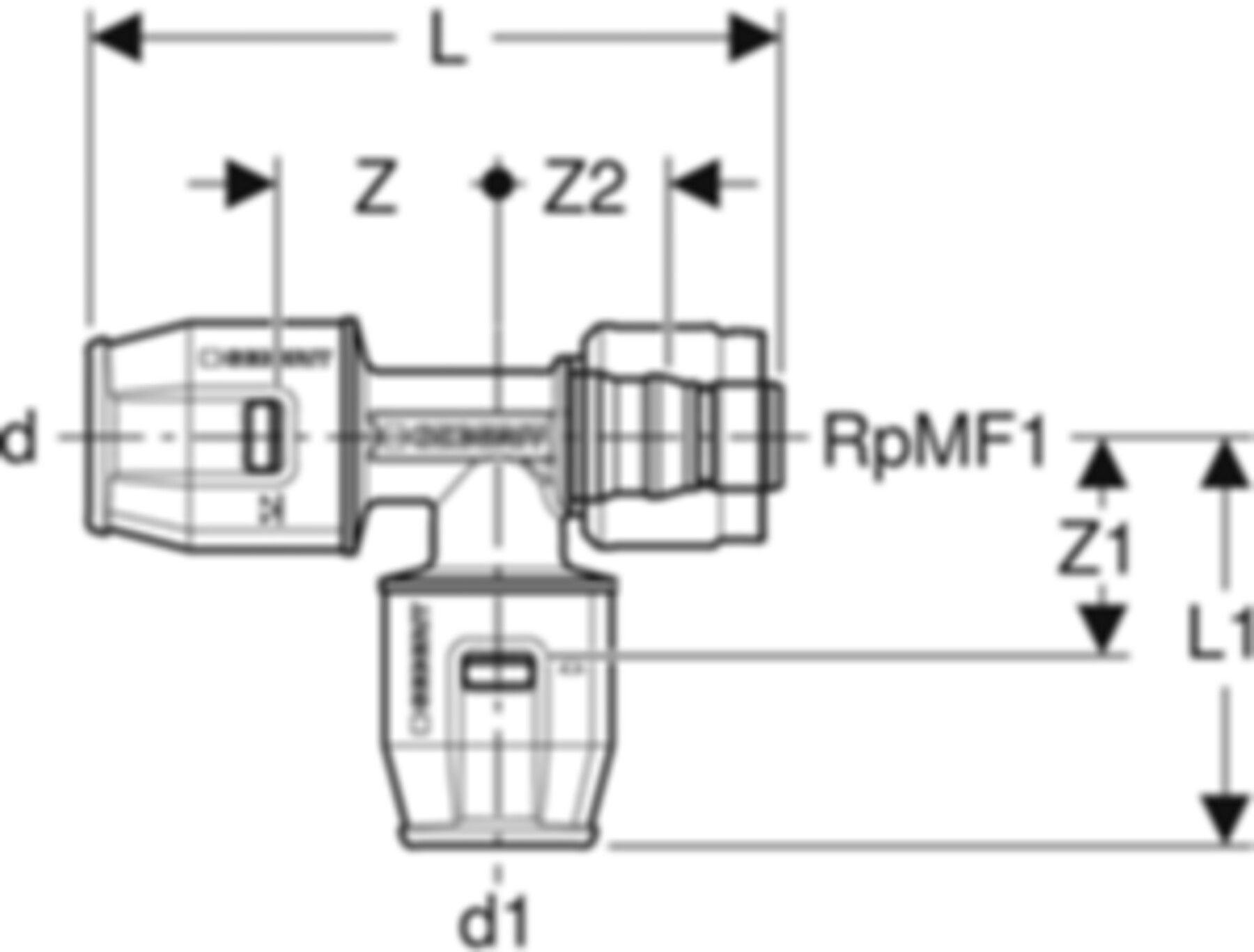 T-Stück 20mm-20mm-1/2" 651.503.00.1 mit MasterFix - Geberit-Push Fit-Formstücke