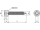 Zyl Blechschr I6kt Spitze~DIN912 A2 BN5359 5,5x38 - Bossard Schrauben