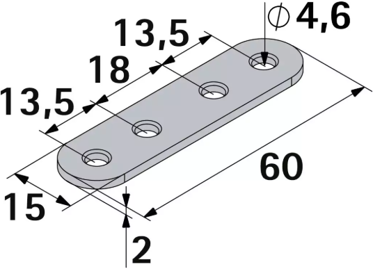 Hettich Verbindungsblech weiss, 60 x 15mm - Diverse Möbelbeschläge und Zubehör