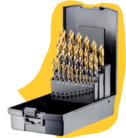 FORTEC Spiralbohrer Satz DIN 338, 25-tlg. Ø1.0-13.0 x 0.5mm, HSS-G, mit TIN-Stufenspitze - Bohren