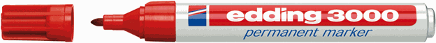 EDDING 3000, Filzschreiber Rot, Schriftbreite 1.5-3.0mm - Auszeichnen