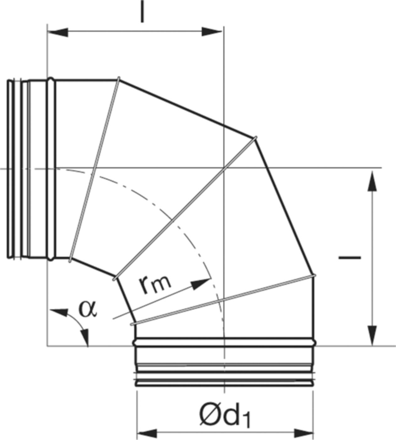Segmentbogen 90° 355mm BFU-V - Spiralfalzrohre und Zubehör System Safe