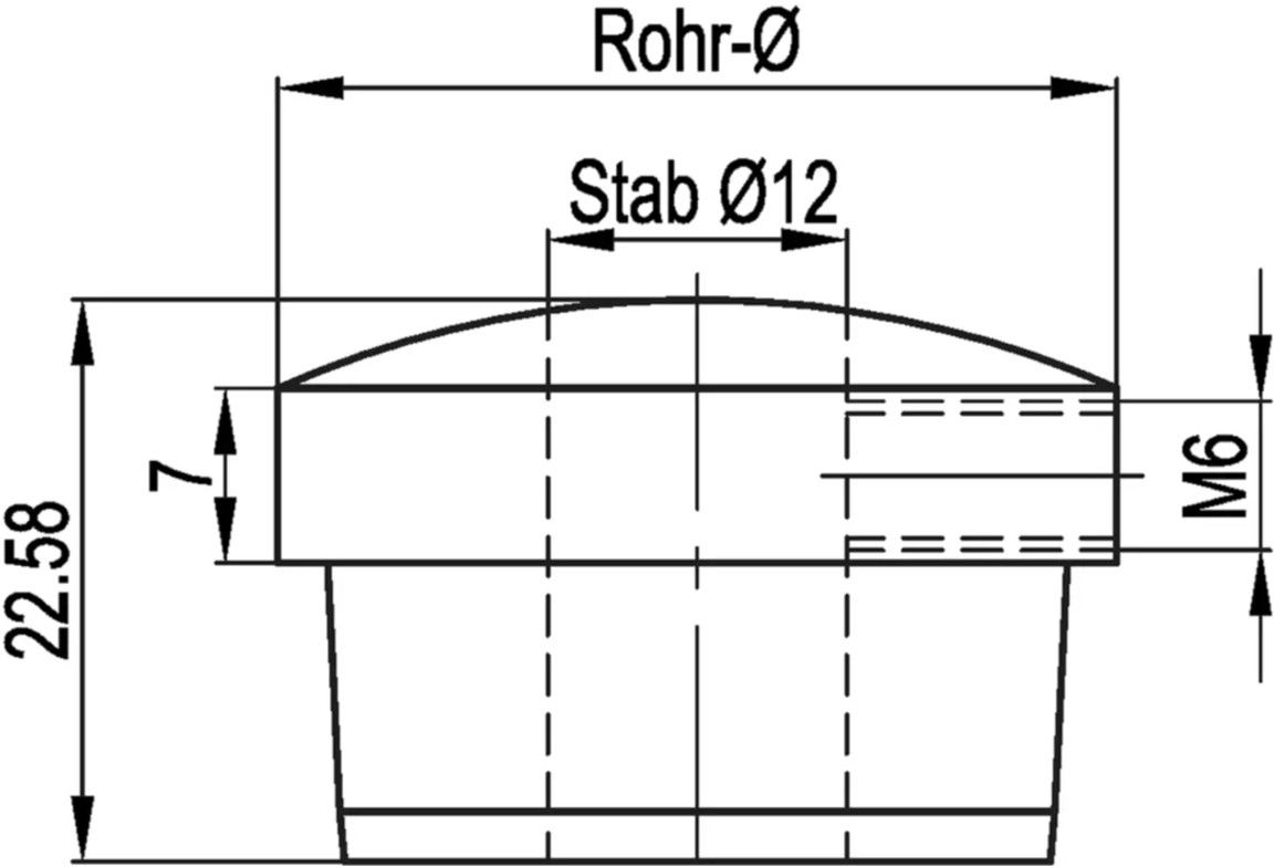 Rohrk Vollmat halbru m. sichtb Q-geb M6 33.7 mm geschliffen 129701 - INOXTECH-Handlauf-/Geländer-System