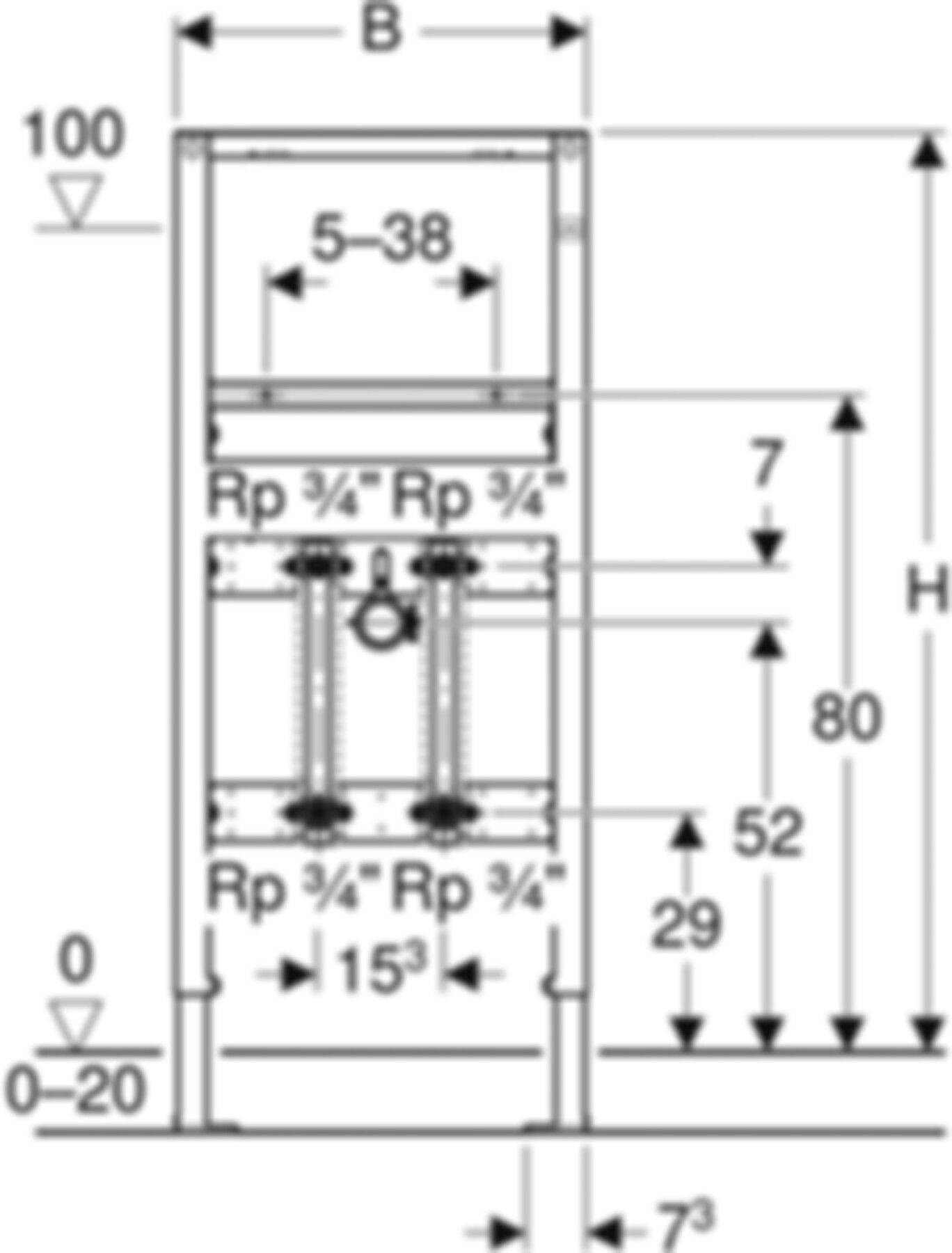 Element für Waschtisch 111.572.00.2 Typ 112, Standarmatur, Wasserstrecken - Geberit-Duofix