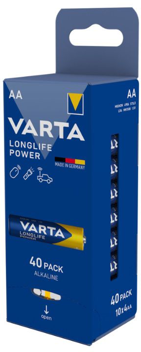 VARTA Batterien Longlife Power 40xAA LR06 Mignon, Aufbewahrungsbox - Elektrozubehör