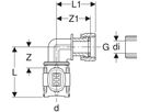 Übergangsbogen 90° 20mm- 1/2" mit Überwurfmutter 620.688.00.1 - Geberit FlowFit-Rohre/Formstücke
