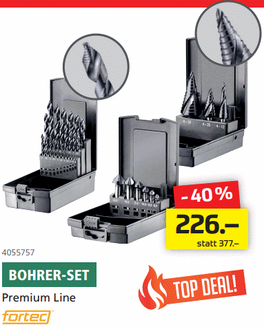 FORTEC Spiralbohrer Premium Black Edition 3 in 1 Spiralbohrersatz 1-10mm , Senker-und Stufenbohrer - Bohren