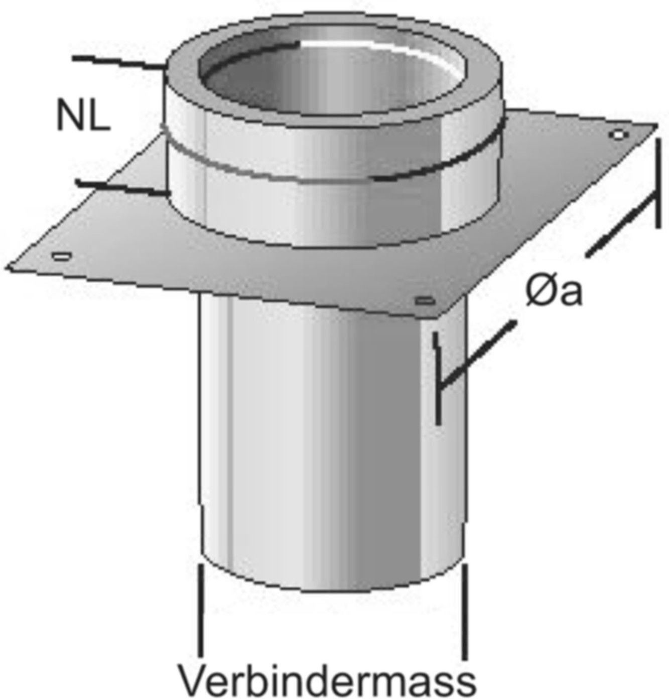 Alkon Fussteil offen für Kaminmontage 6KDFTK200 d 200 mm - Kaminsystem V4A doppelwandig
