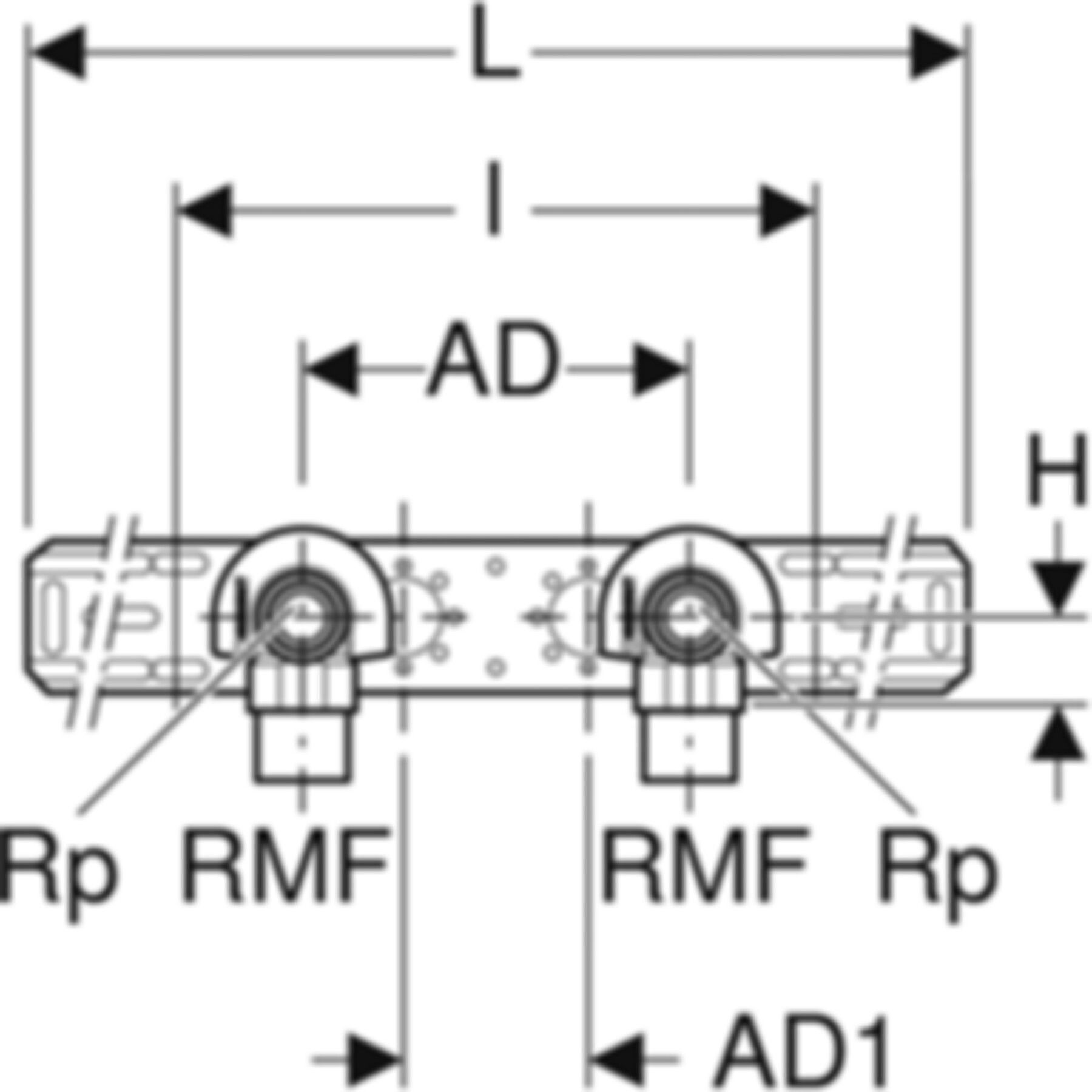 Anschlusswinkel 90° zweifach 100mm 1/2"- MF1/2" abgesetzt, mit Aussengewinde 632.853.00.2 - Geberit-Push Fit-Formstücke