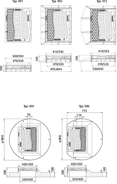 Fig. 2945 001 00 Guss C250 BIROLL-SIBLOC, flach - Einlaufroste von Roll