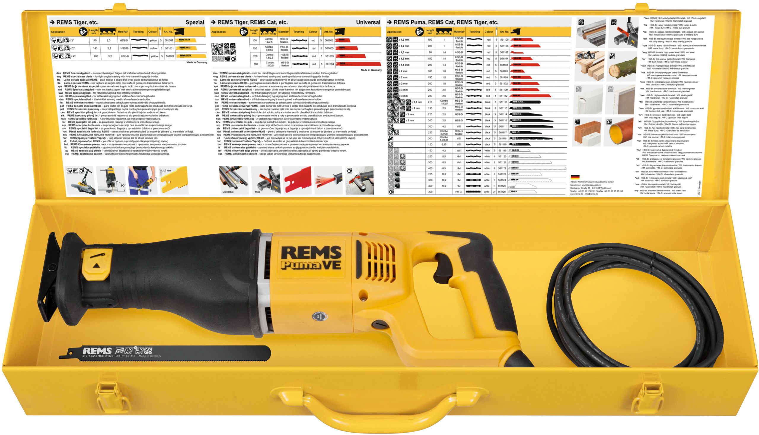 REMS Säbelsäge, Puma VE Set 560023, 1300 Watt, Blatt um 180º drehbar - Sanitärwerkzeuge