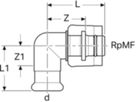 Übergangswinkel 90° 1/2"-15mm 61120 mit MasterFix - Mapress-Sanitär-Presssystem-Formstücke