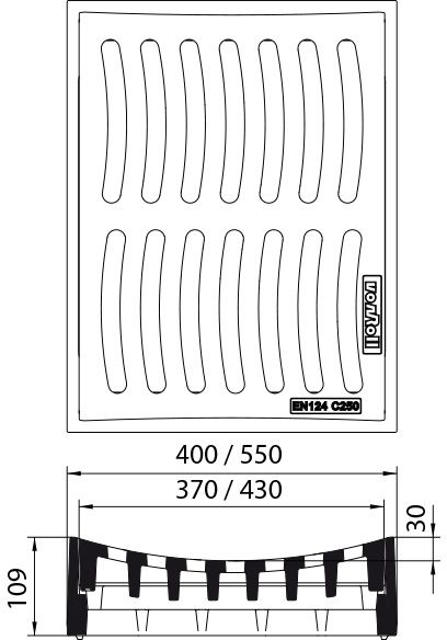 Fig. 2936 001 00 Guss C250 WIENERLI, gewölbt 30mm - Einlaufroste von Roll