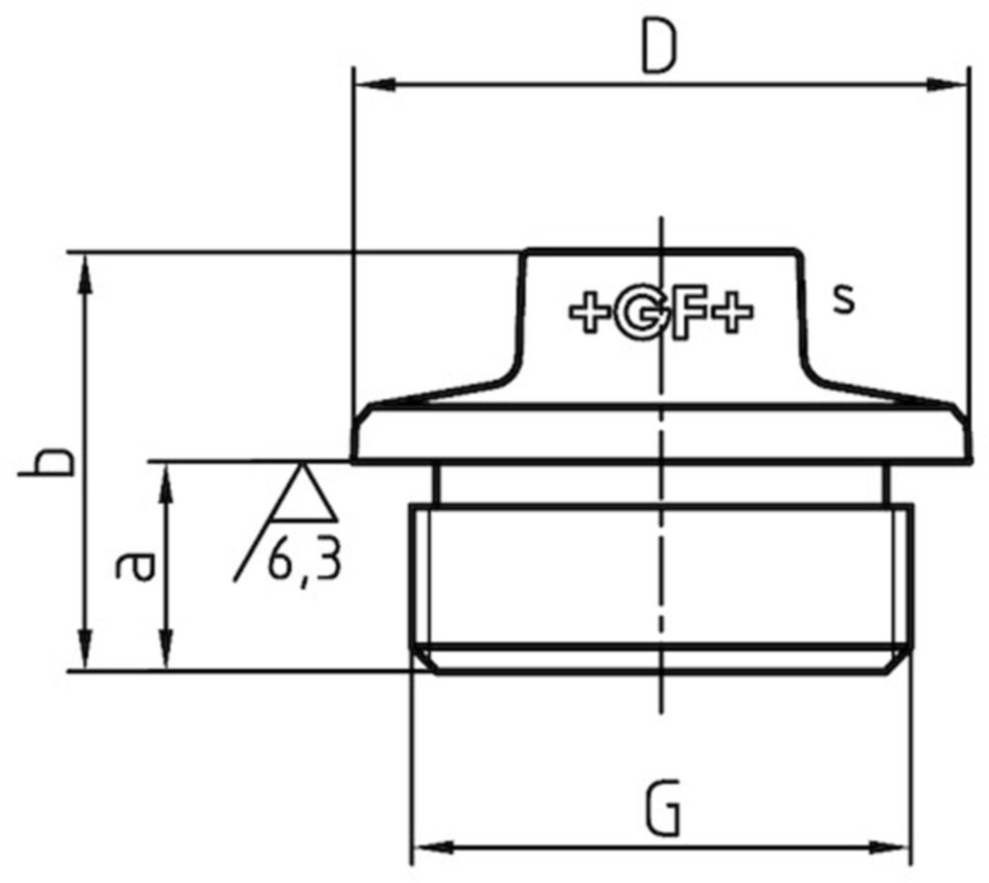 Stopfen 595 V 1/2" m/Dichtfl. 770 595 204 - GF verz. Tempergussfittings