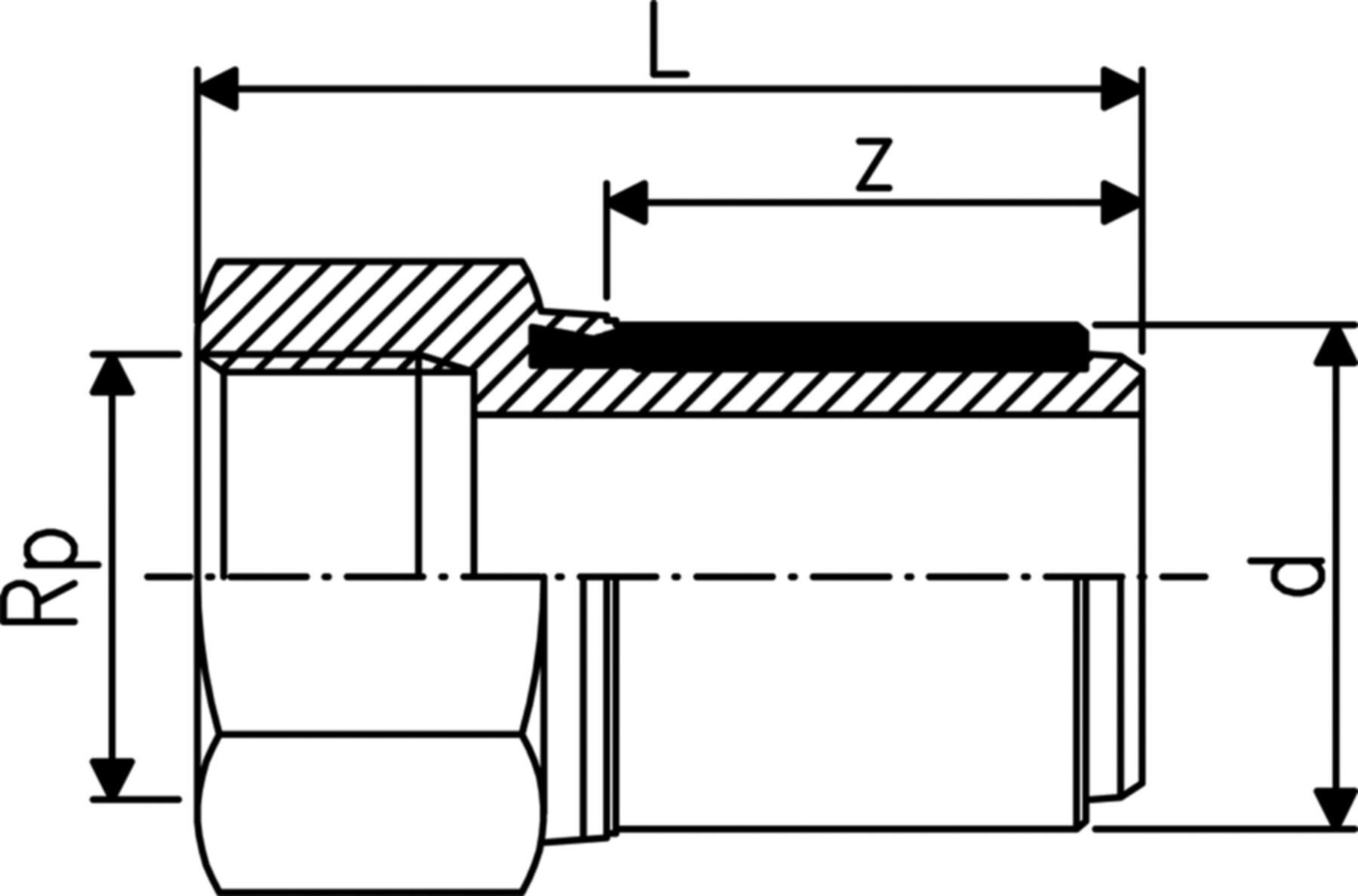 ELGEF Übergangsadapter MS mit IG d 32mm - 1" 720 920 208 (Karton à 30 Stk.) - ELGEF Plus Elektroschweissfittinge
