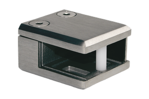 Glashalter eckige Form gerade mit Fase Chromstahl geschliffen 129756 - INOXTECH-Handlauf-/Geländer-System