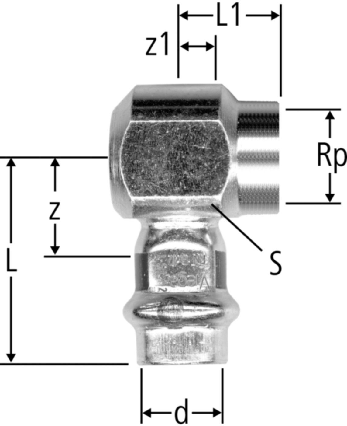 Winkel 90° m/IG 28mm x 1/2" 55008.26 - Optipress-Therm Heizungs-Formstücke