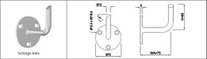 Wandkonsole ohne Auflage Schräge links geschliffen 1.4301 - INOXTECH-Handlauf-/Geländer-System
