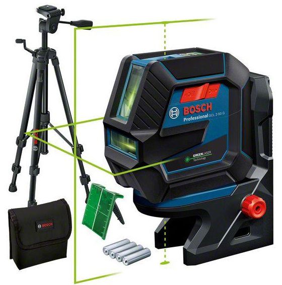 BOSCH Kombilaser GCL 2-50 G bis 15m mit Empf. 50m , IP64, 1/4",  in Tasche - Bosch Elektrowerkzeuge