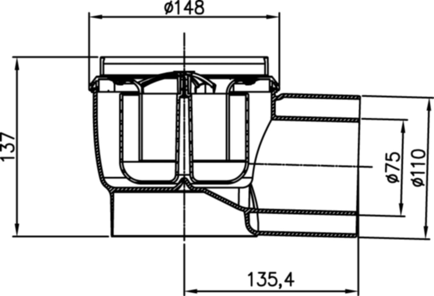 Ablaufkörper Easyflow DN 70/100 Kunststoff waagrecht 2700.05.00 - ACO Passavant Entwässerungstechnik