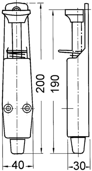 Fridavo Türfeststeller 200x40mm, Hub=30mm, silbergrau - Türöffner, Türschliesser, Türfeststeller