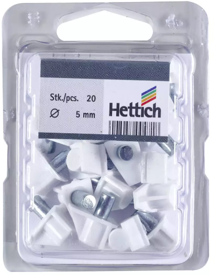 Hettich Tablarträger Safety Kunststoff, weiss, D = 5mm, à 20 Stk - Diverse Möbelbeschläge und Zubehör