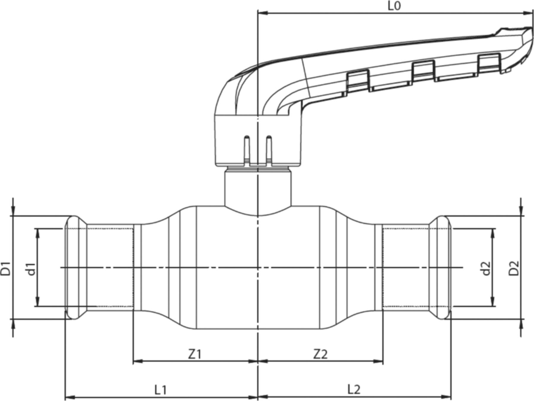 Press-Kugelhahnen kurze Spindel Fullflow BF201001 DN 10 / 15mm - Ballofix/Broen-Armaturen