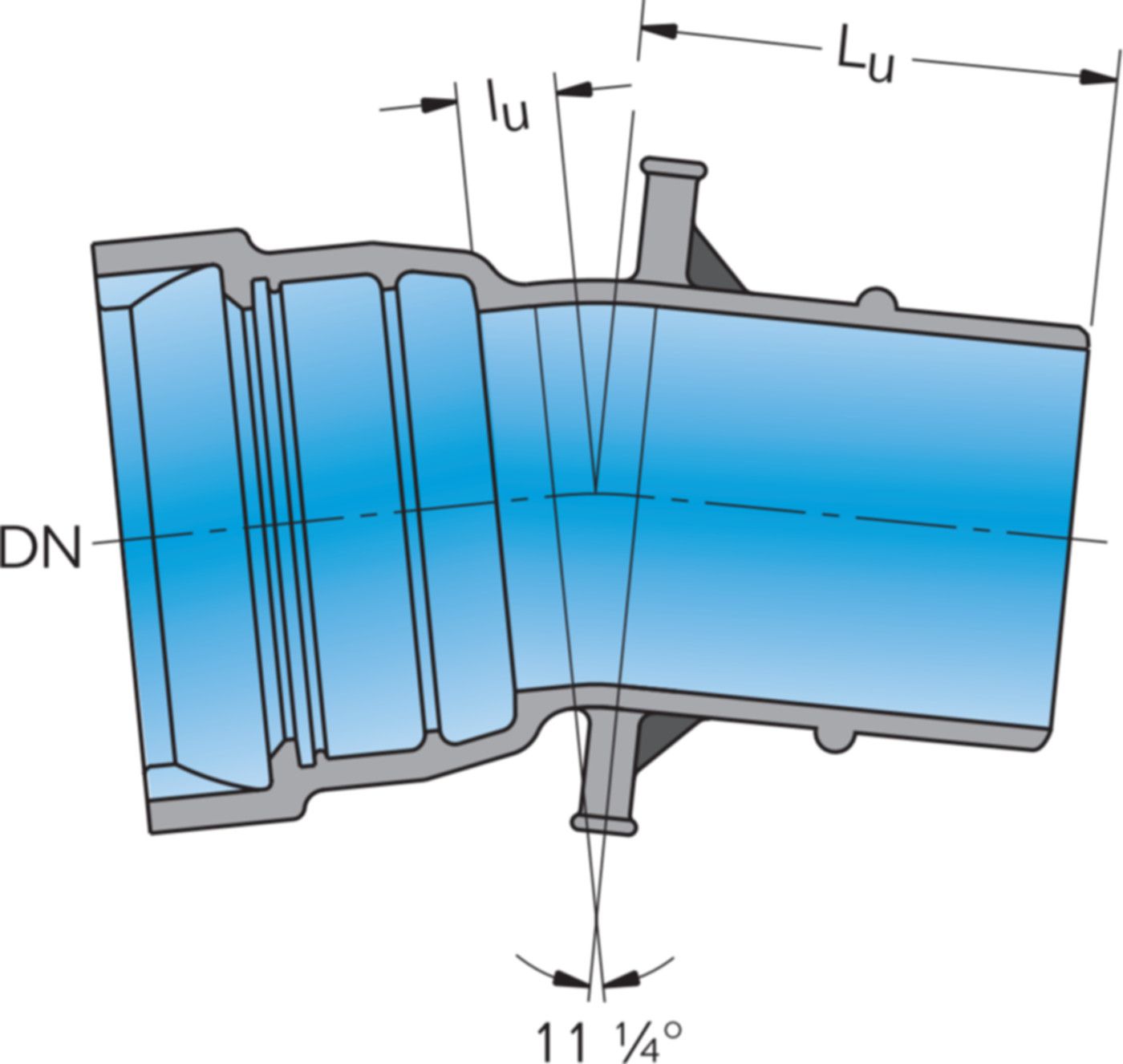 1-Muffe-Bogen MK 11° System BLS DN 125 - Frischhut Steckmuffenformstücke