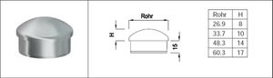 Rohrkappe halbrund 26.9 mm geschliffen 1.4301 - INOXTECH-Handlauf-/Geländer-System