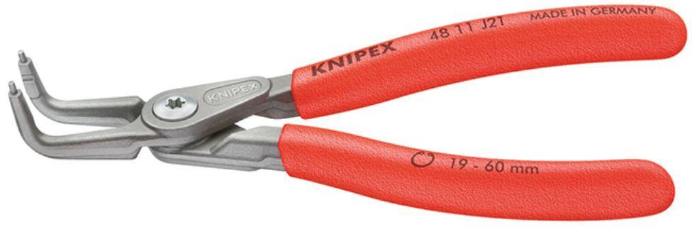 KNIPEX Sicherungsringzange, gekröpft 4821, Gr.J01, L= 130mm, für 8 - 13mm - Zangen, Schneiden