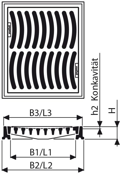 Fig. 3015 002 00 Guss 7.5to WIENERLI, gewölbt 15mm - Einlaufroste von Roll