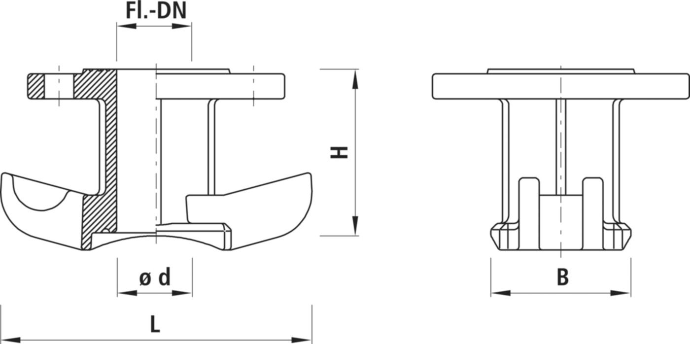 Universal-Anbohrschelle mit 3510 Flanschabgang PN 16 DN 40 - Hawle Hausanschluss- und Anbohrarmaturen