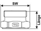 Schwerkraftumlaufsperre Typ TS 23 S+S DN 25 1" L= 40 mm D= R11/2" SW 55 - Ticom Therm-Stop