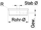 Rohrk Vollmat gerad m. R/ Q-geb M6 Rohr 42.4/ 12 mm geschl. 1.4301 - INOXTECH-Handlauf-/Geländer-System