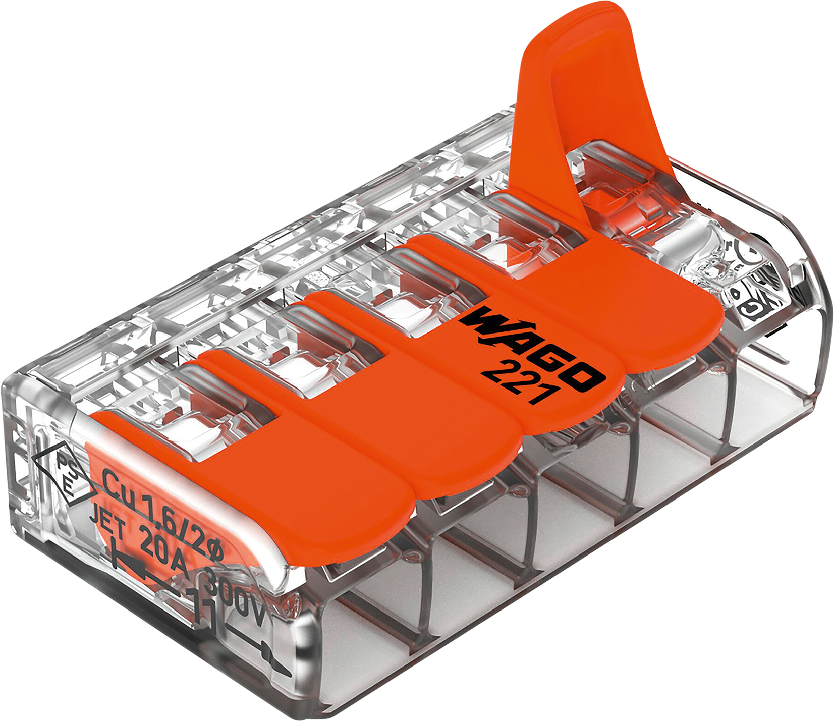 WAGO Steckklemme Compact 221 5-Leiter 0.14-4 mm², Pack à 8Stk. - Elektrozubehör