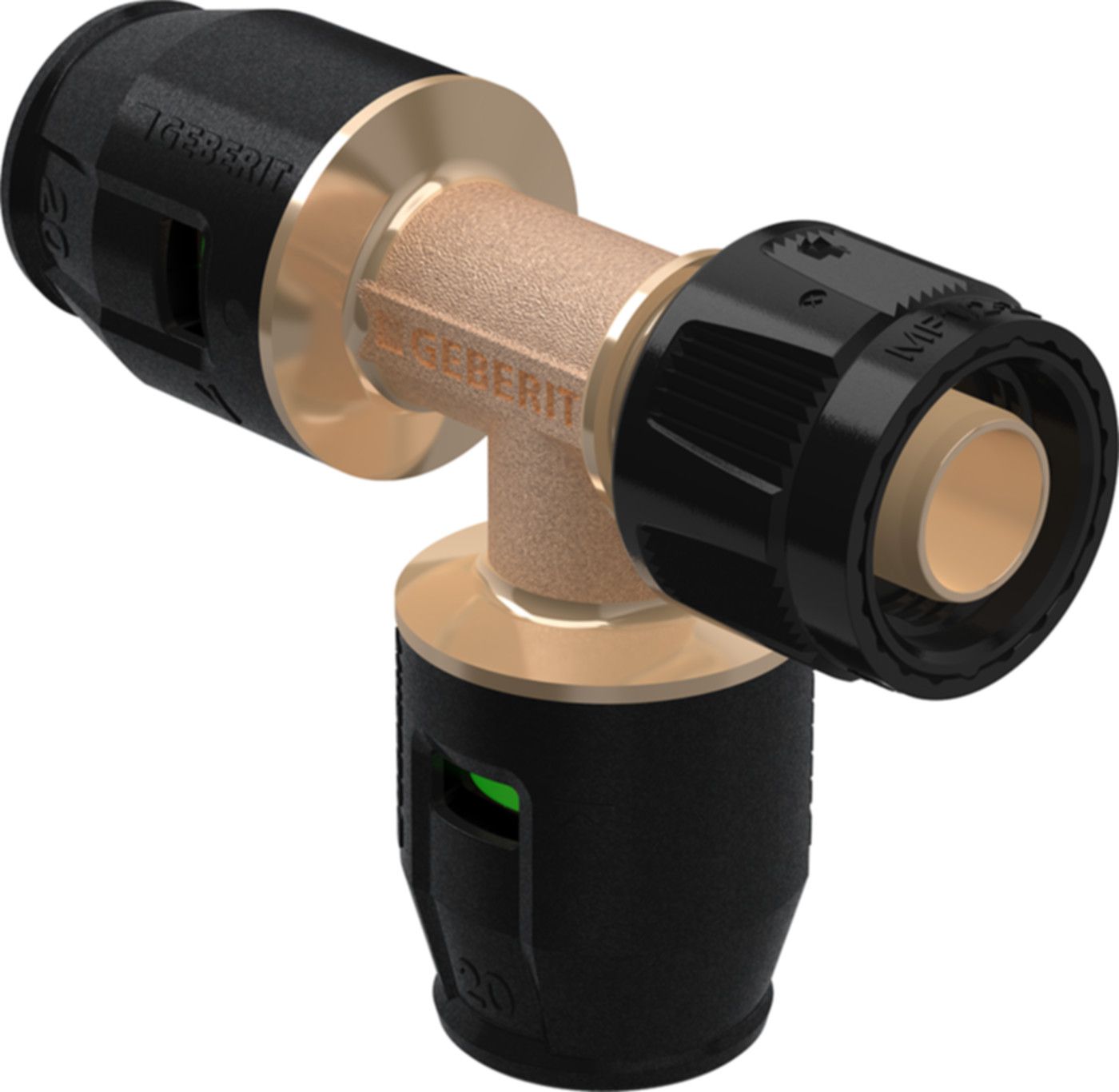 T-Stück 20mm-20mm-1/2" 651.503.00.1 mit MasterFix - Geberit-Push Fit-Formstücke