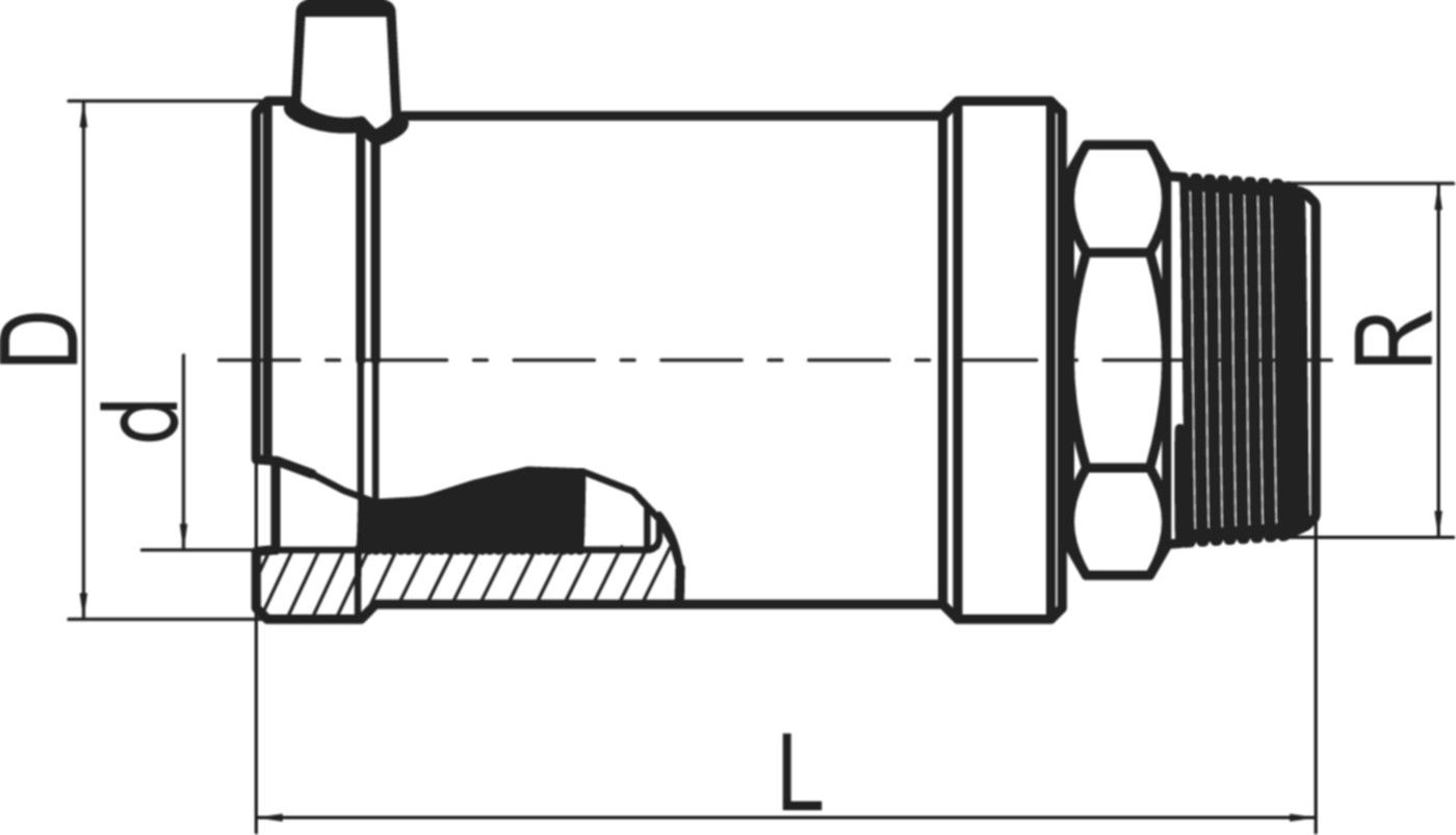 Übergangsstück gerade / Messing mit AG d 32mm - 1 1/2" 612 698 (Karton à 15 Stk.) - Frialen Elektroschweissfittinge
