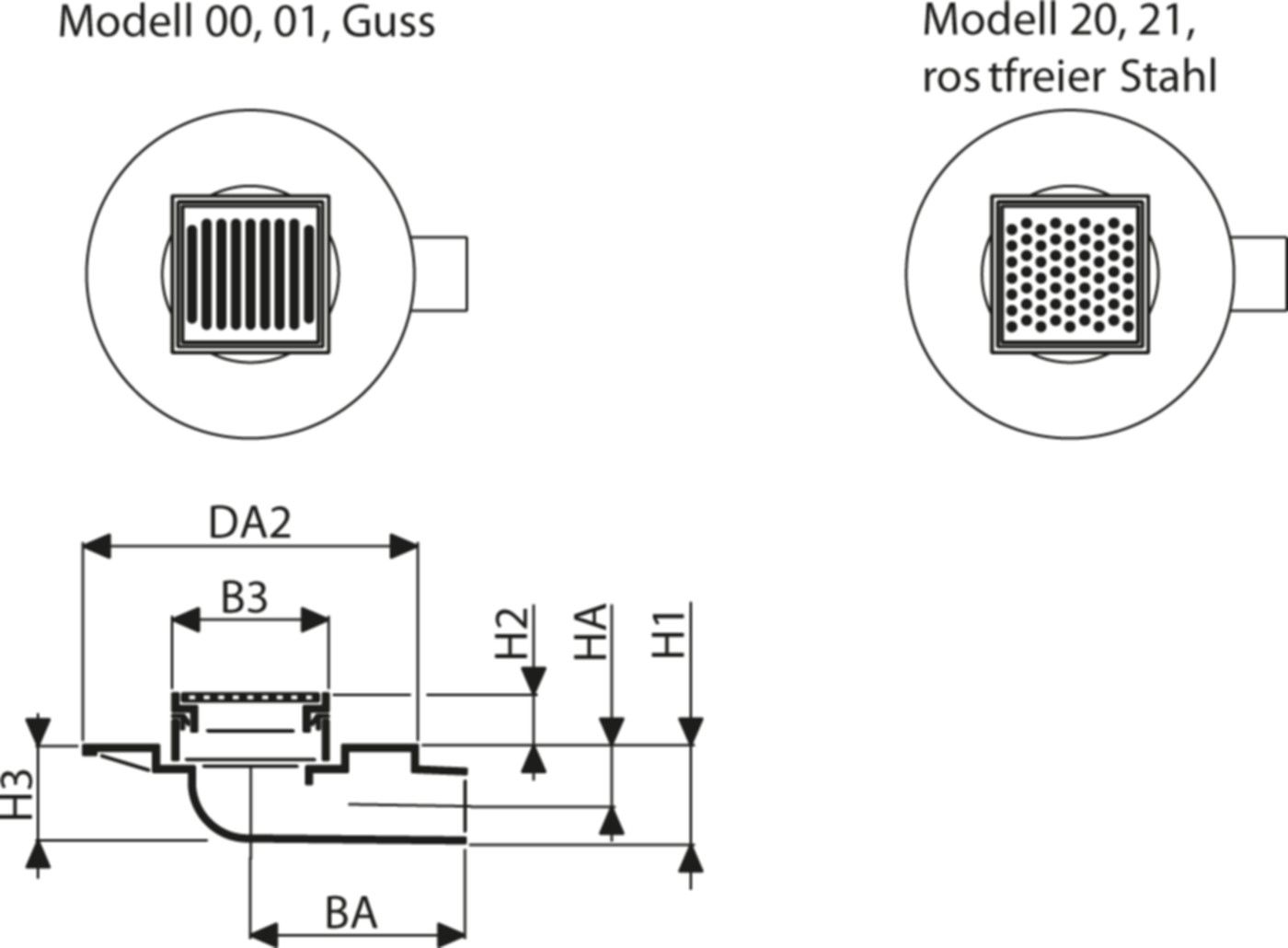 Fig. 1571 110 01 2to BODA 2000 - Bodenabläufe von Roll