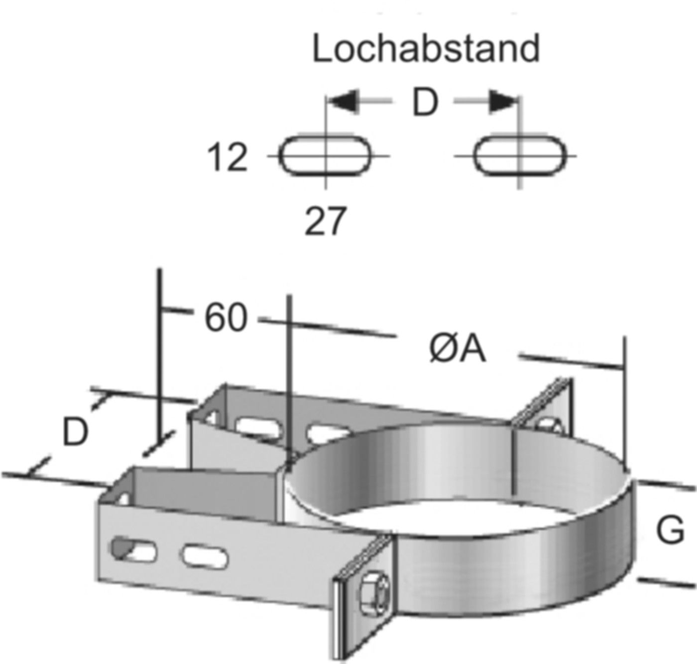 Alkon Wandbefestigung A=60 mm d 250 mm 6KWBS250 - Kaminsystem V4A einwandig