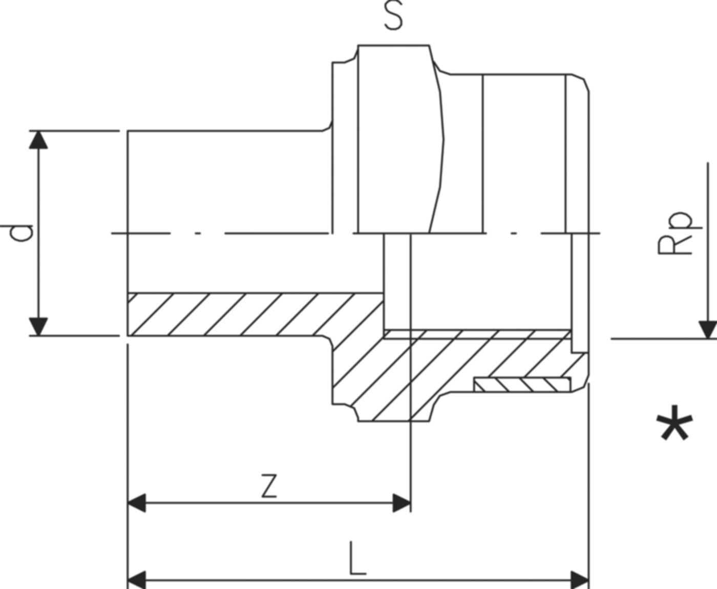 Reduktionsnippel Stutzen/IG 32 - 3/4" 721 910 441 - GF Hart PVC-U Formstücke